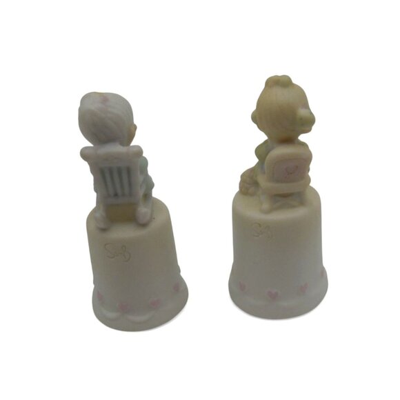 Precious Moments THIMBLE SET Purr-fect Grandma & Mother Sew Dear 80s Vintage - Picture 6 of 12